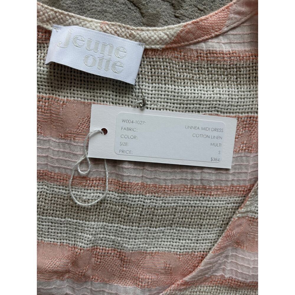 Jeune Otte Linnea Midi Shift Dress Stripe Cotton Linen NWT Women’s Small $384 - Picture 4 of 7